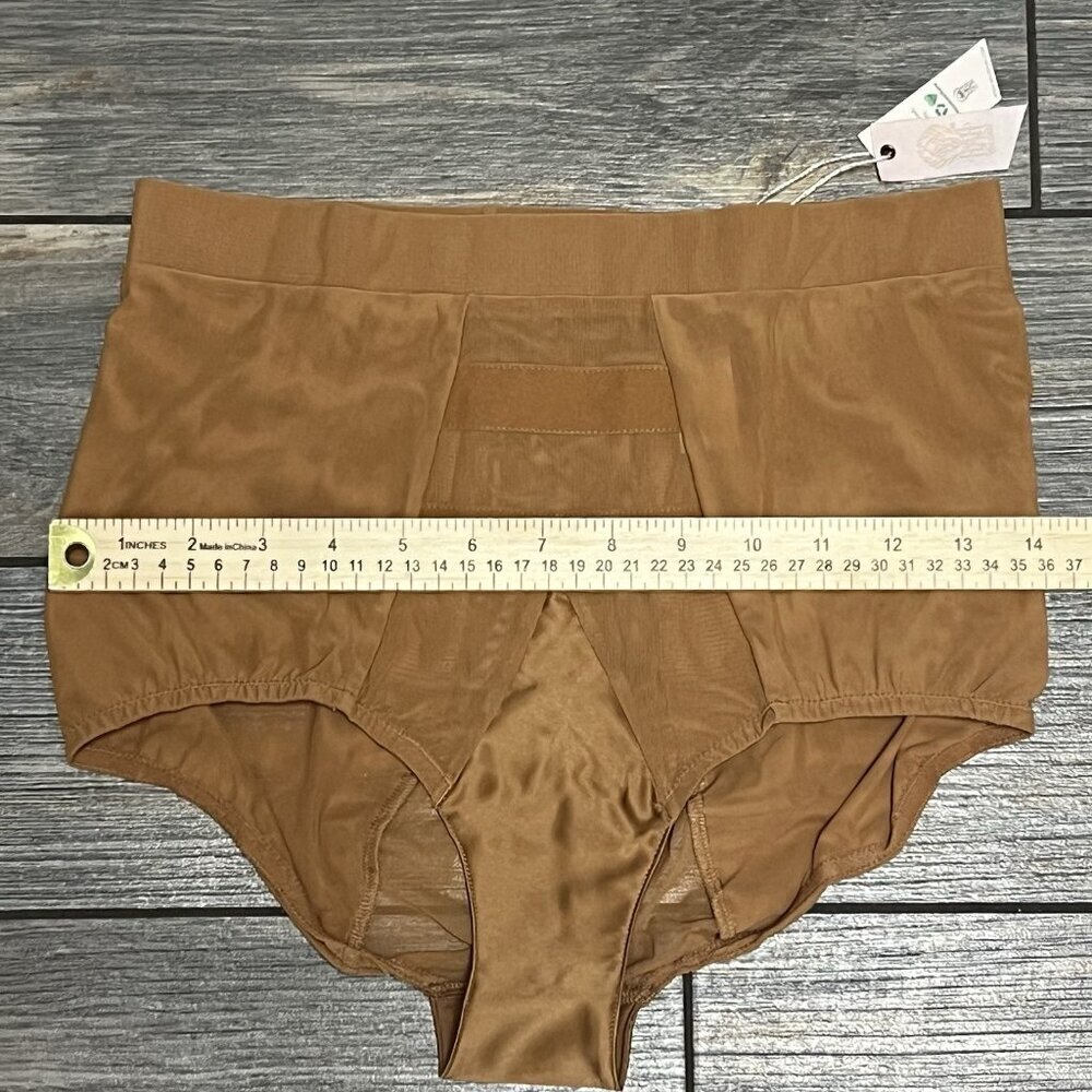NWT $48 HAH X Free People Hi Waisted Panty Size Small Brown Sugar Sheer Pin Up - Picture 7 of 10